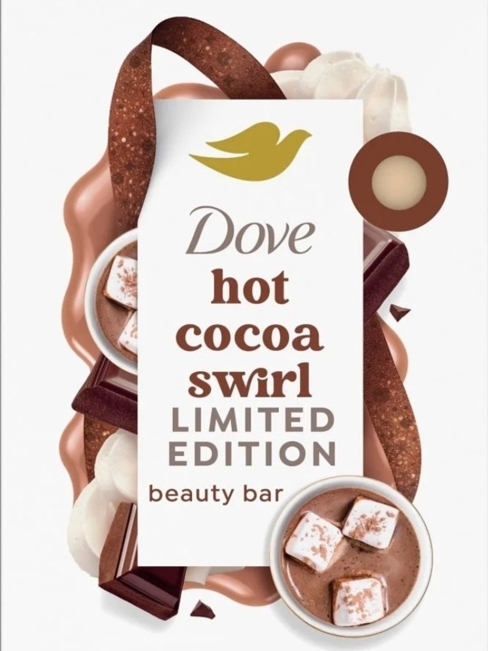 🚨5/$25 Dove Limited Edition Holiday Treats Bar Soap in Hot Cocoa Swirl scent